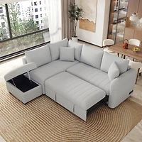 Simplie Fun Versatile L-Shaped Sofa Bed with Usb Ports, Movable Ottoman, & Pull-Out