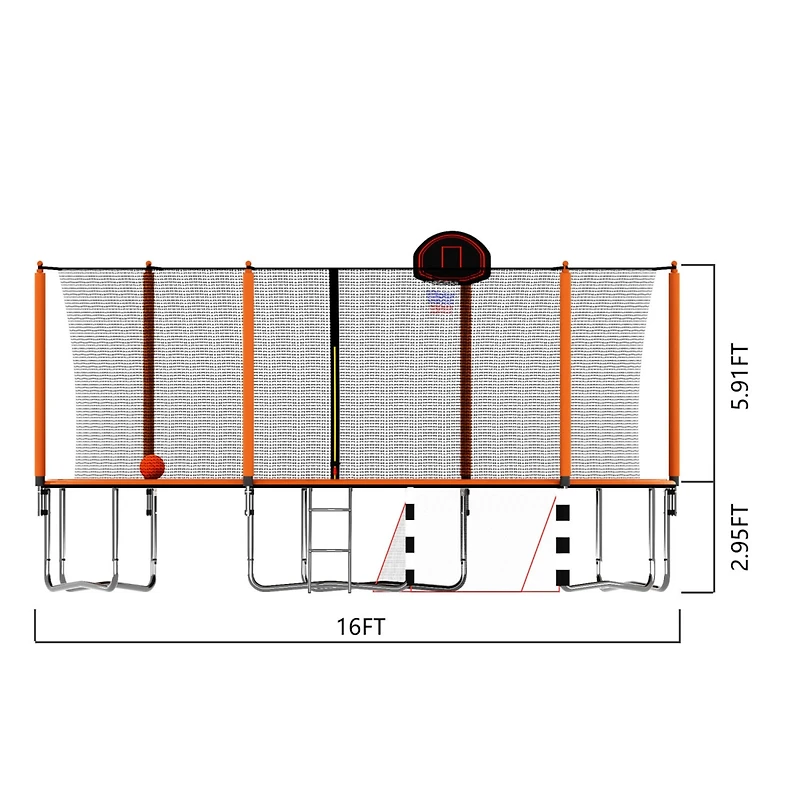 Streamdale 16FT Trampoline with Safety Net and Extras