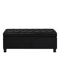 Simplie Fun Black Faux Leather Storage Bench