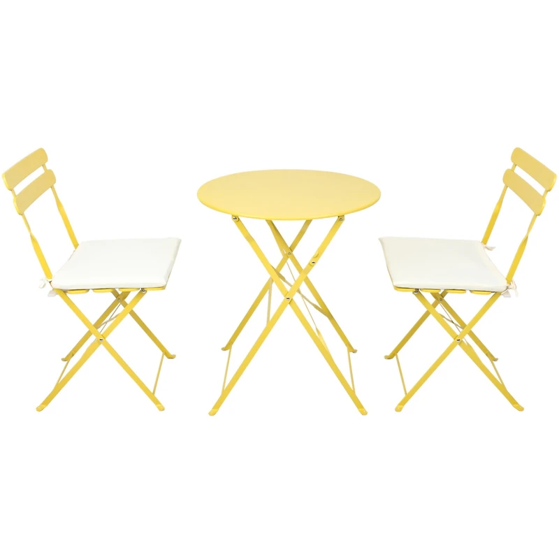 Streamdale 3 Pieces Patio Bistro Balcony Metail Chair Table Set-Yellow