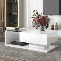 Streamdale Modernist Glass-Wood Center Table