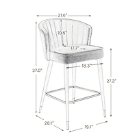 Streamdale Gray Velvet Counter Height Stool with Gold Tipped Legs
