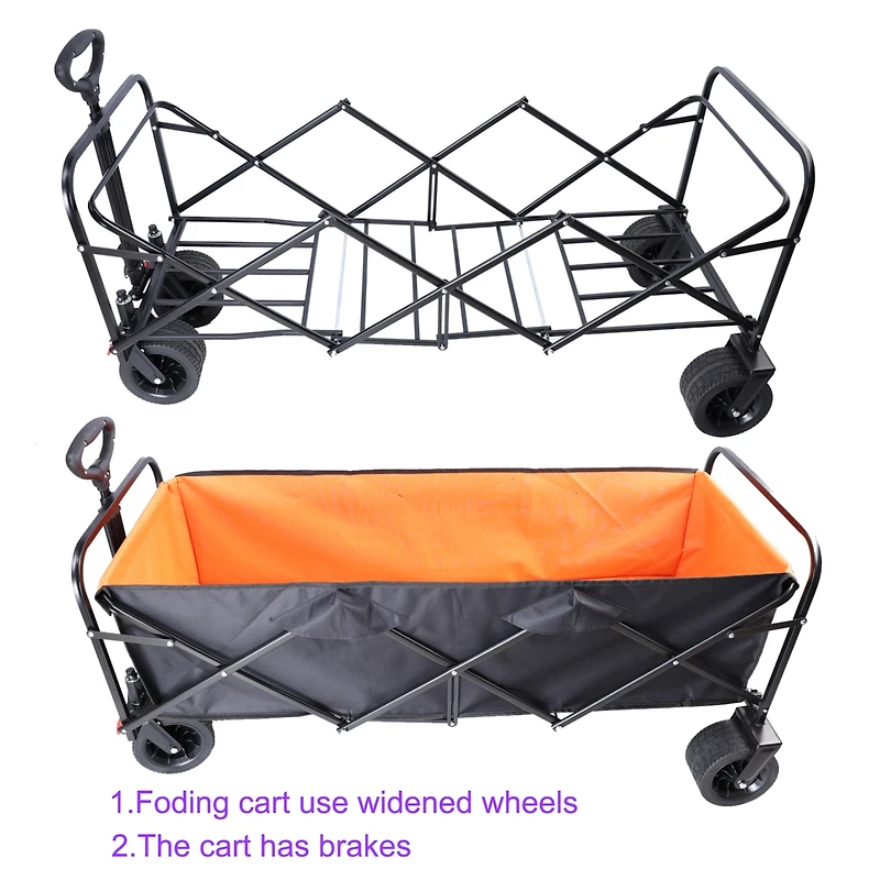 Streamdale Foldable Xl Beach Cart in Black & Orange