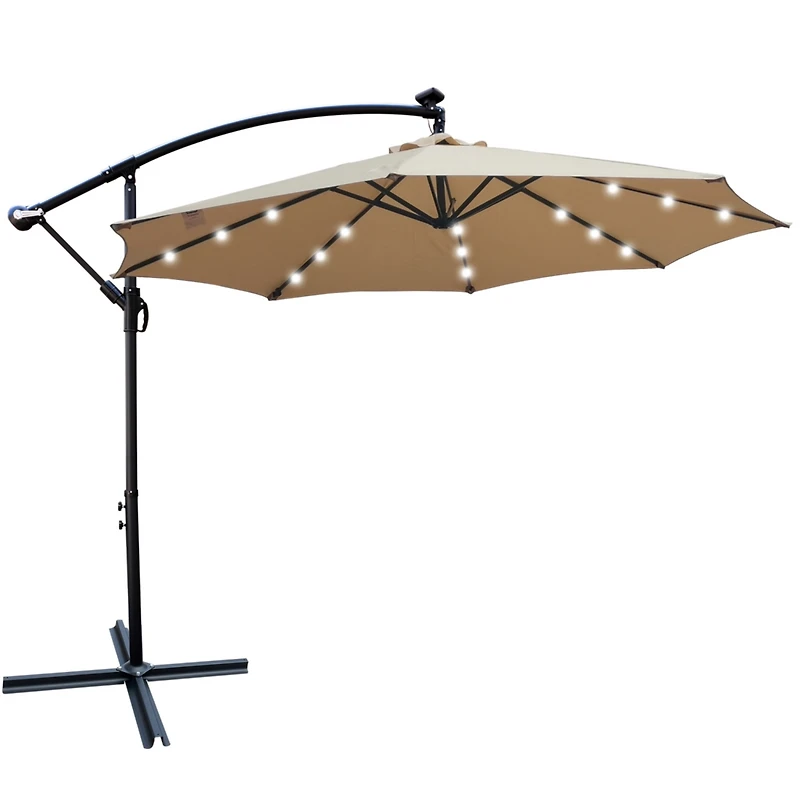 10FT Solar-Powered Led Outdoor Patio Umbrella - Waterproof & Lighted