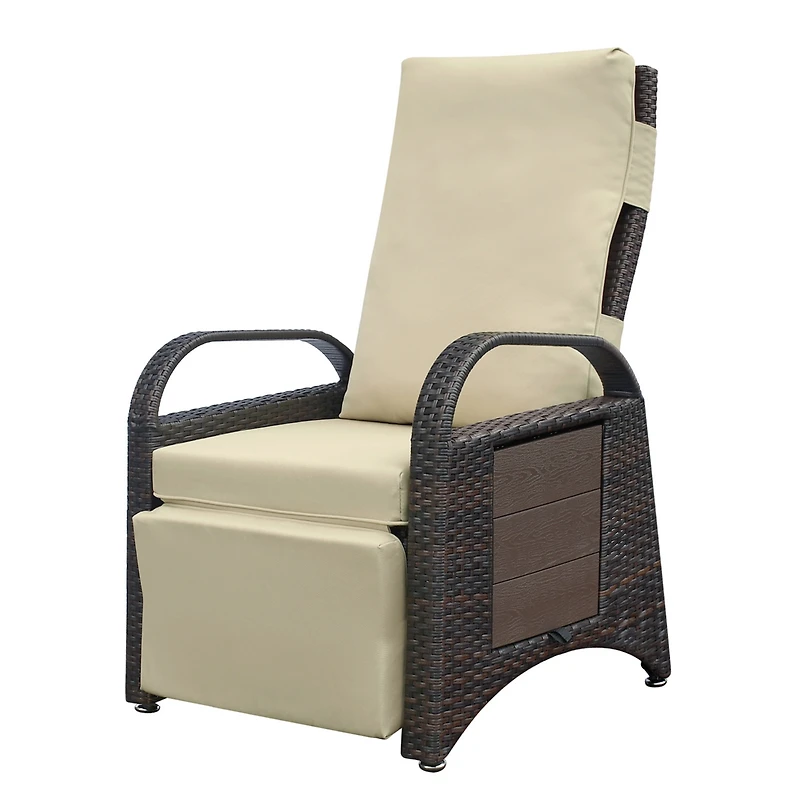 Pe Wicker Outdoor Recliner Chair with Soft Cushion