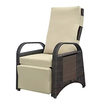 Pe Wicker Outdoor Recliner Chair with Soft Cushion