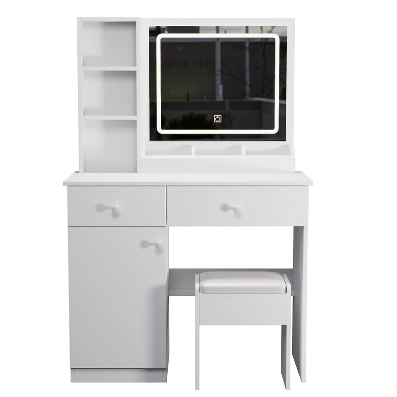 Streamdale Makeup Vanity Desk with Lighted Mirror & Drawers