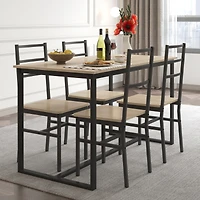 Streamdale Furniture Five-Piece Set Table And Chair With Backrest, Industrial Style, Solid Structure