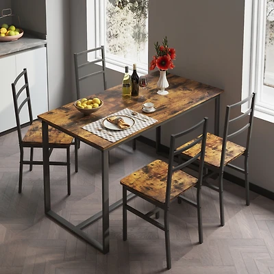 Streamdale Furniture Five-Piece Set Table And Chair With Backrest, Industrial Style, Solid Structure