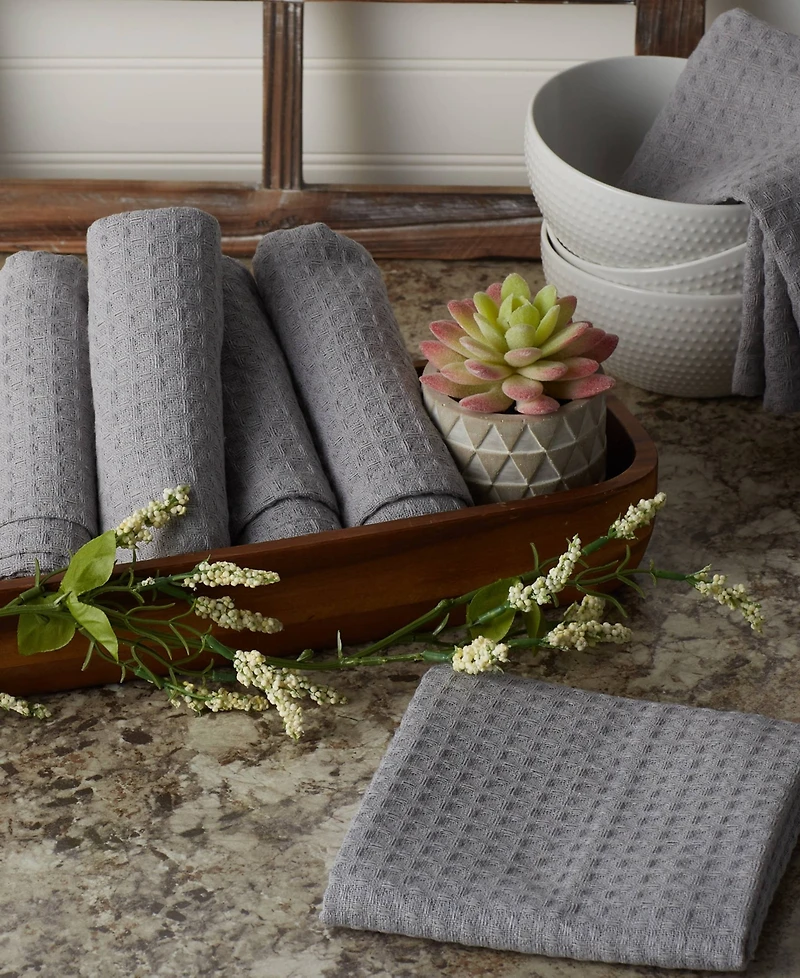 Design Imports Cotton Kitchen Collection Dishtowel Set, 18x26", Gray, 6 Piece