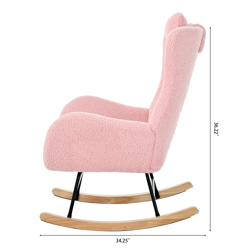 Simplie Fun Pink Teddy Glider Chair for Nursery & Home
