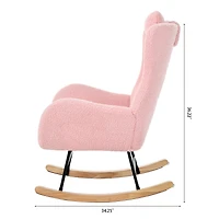 Simplie Fun Pink Teddy Glider Chair for Nursery & Home