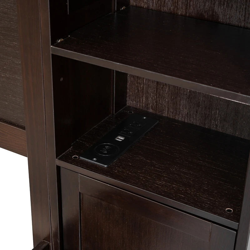 Streamdale Wooden Queen Bed with Cabinetry and Outlets
