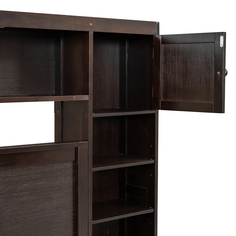 Streamdale Wooden Queen Bed with Cabinetry and Outlets