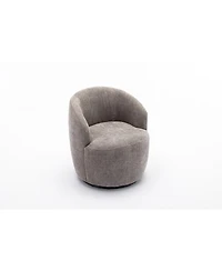 Streamdale Furniture Chenille Fabric Swivel Accent Armchair Barrel Chair With Black Powder Coating Metal Ring, Gray