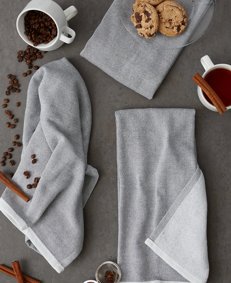 Design Imports French Terry Collection Kitchen Dishtowel Set, 18x28", Mineral Gray Chambray Solid, 3 Piece