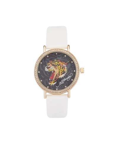 Ed Hardy Women's Quartz White Silicone Strap Watch 38mm