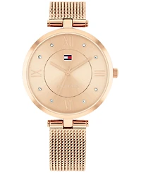 Tommy Hilfiger Women's Quartz Rose Gold-Tone Stainless Steel Mesh Watch 34mm