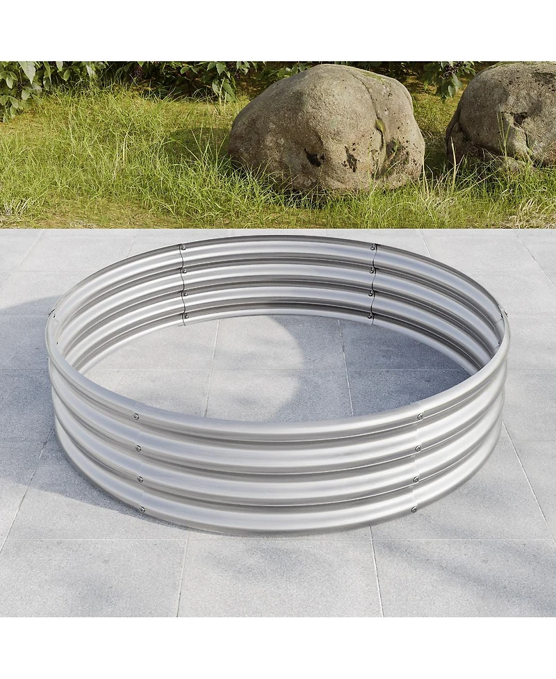 Streamdale 47.24x11.4" Tall Round Metal Garden Bed for Vegetables and Flowers
