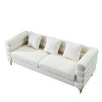 Streamdale Furniture White Teddy Oversized 3-Seater Sectional Sofa With Pillows