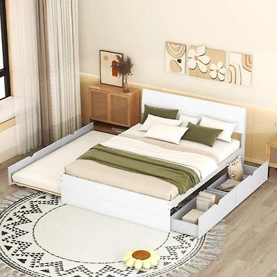 Streamdale Modern Full Bed with Trundle & 2 Drawers