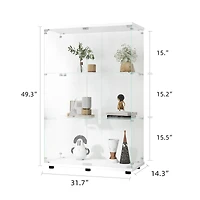 Simplie Fun Glass Display Cabinet with 3 Shelves, 49.3" x 31.7" x 14.3"