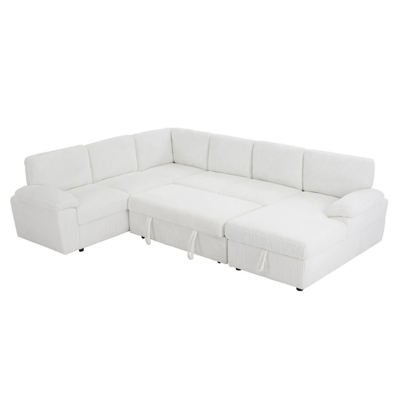 Streamdale Furniture Corduroy Modular Sleeper Sofa for Home & Office