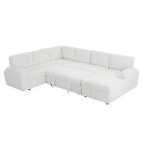 Streamdale Furniture Corduroy Modular Sleeper Sofa for Home & Office