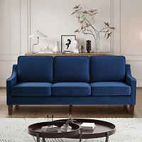 Streamdale Furniture Velvet Upholstered 3-Seater Sofa with Wood Legs