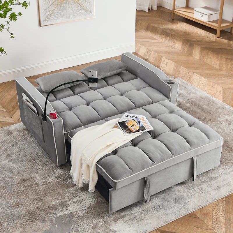 Streamdale Furniture 55.51 Inch Versatile Foldable Sofa Bed In 3 Lengths, Modern Sofa Sofa Sofa