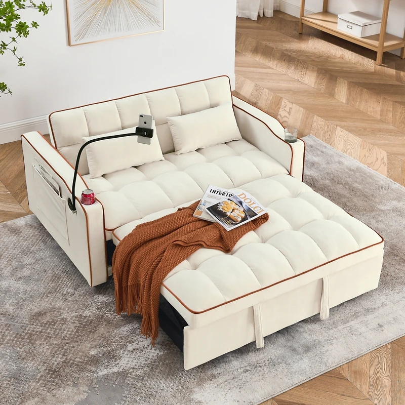 Streamdale Furniture 55.51 Inch Versatile Foldable Sofa Bed In 3 Lengths, Modern Sofa Sofa Sofa