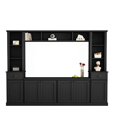 Simplie Fun White Modern Entertainment Wall Unit Set