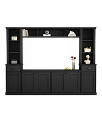 Simplie Fun White Modern Entertainment Wall Unit Set