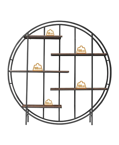 Streamdale Furniture 5-Tier Metal Plant Stand Bookcase, Rustic Brown, 67" H x 11.8" D x 67"