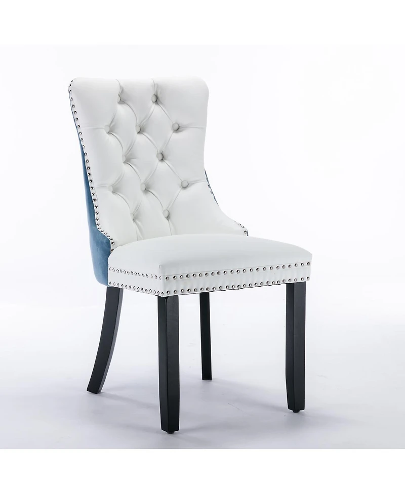 High-end Contemporary Dining Chair Set, White+Light Blue
