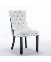 High-end Contemporary Dining Chair Set, White+Light Blue