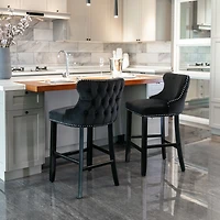 Streamdale Modern Velvet Wingback Bar Stools, Set of 2