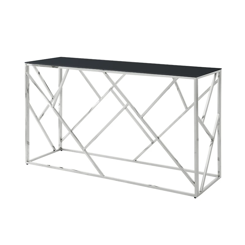 Streamdale 55" Gold Glass Console Table, Sturdy Metal Frame