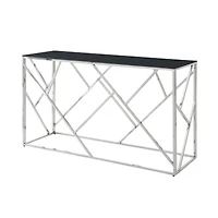 Streamdale 55" Gold Glass Console Table, Sturdy Metal Frame