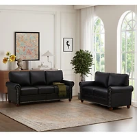 Streamdale Furniture Living Room Sofa With Storage Sofa 2+3 Sectional Black Faux Leather