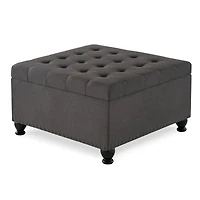 Streamdale Dark Grey Button Tufted Ottoman with Storage