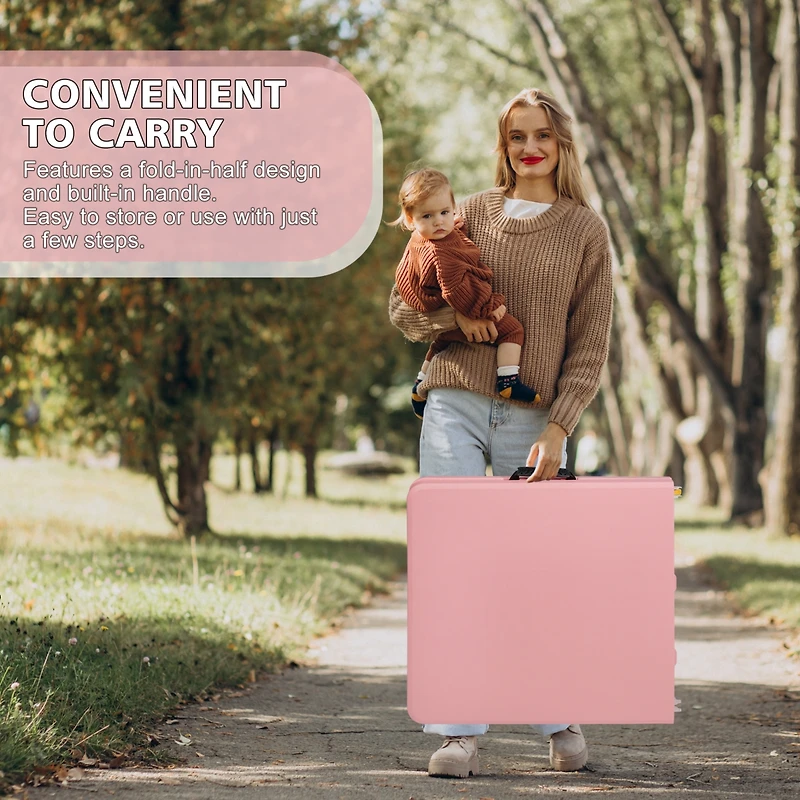 Streamdale Pink Folding Table, Indoor/Outdoor, 135Kg Capacity