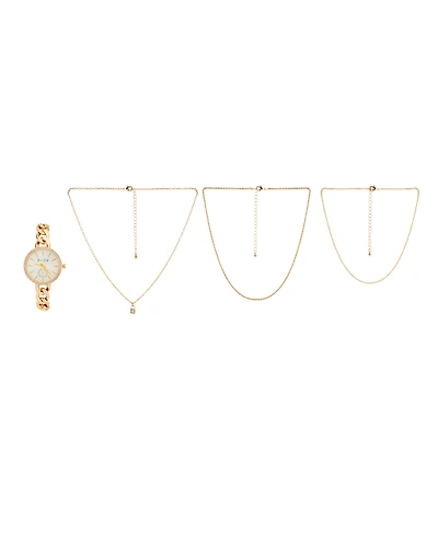 Jessica Carlyle Women's Gold-Tone Bracelet Watch 34mm & 3-Pc. Necklace Gift Set