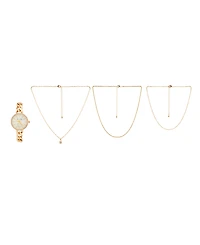 Jessica Carlyle Women's Gold-Tone Bracelet Watch 34mm & 3-Pc. Necklace Gift Set