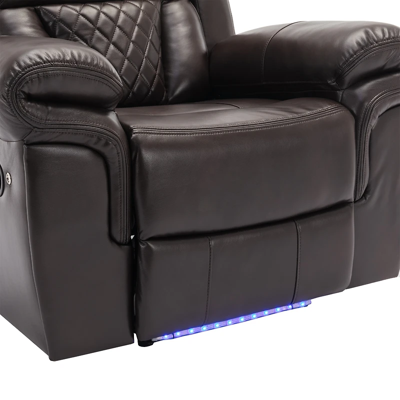 Streamdale Furniture Home Theater Seating Manual Recliner Chair With Led Light Strip For Living Room, Bedroom