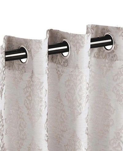 Superior Modern Venetian Damask Jacquard 2-Piece Curtain Panels with Grommet Header Top