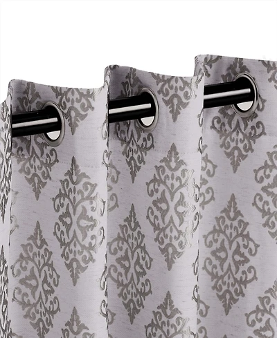 Superior Modern Venetian Damask Jacquard 2-Piece Curtain Panels with Grommet Header Top