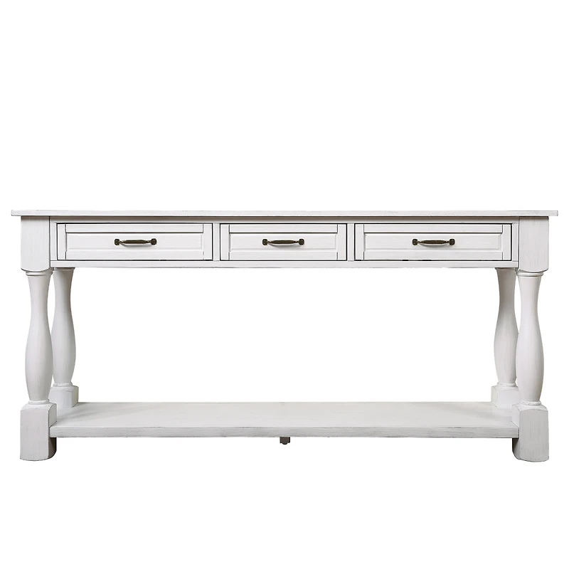 Streamdale 63" Wood Console Table with Drawers & Shelf