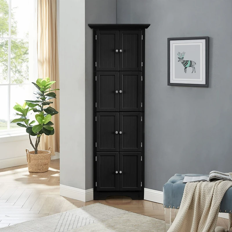 Streamdale Furniture Modern Black Tall Storage Cabinet, 4 Shelves