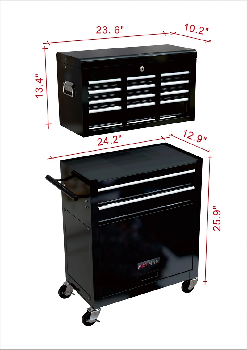 Streamdale Furniture High Capacity Rolling Tool Chest With Wheels And Drawers, 8-Drawer Tool Storage Cabinet